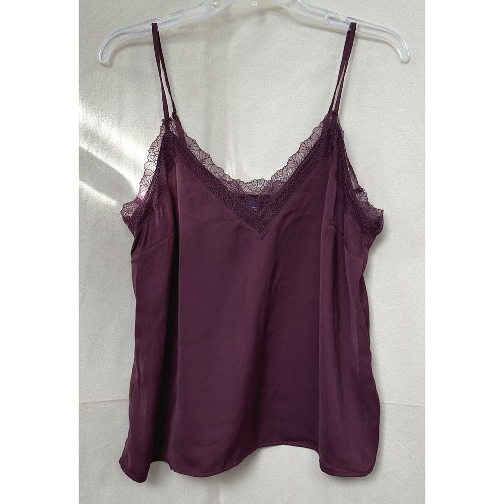 Old Navy Womens Camisole Tank Cherry Bark Lace Trim V Neck‎ Size M Y2K 90s Party